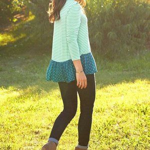 MATILDA JANE Wonderment Talk Tomorrow Top Striped Polka Dot Size Large